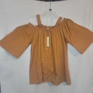 NWT Speed Limit MPH 2x Cold Shoulder Sugar Almond Women's Plus Size Top